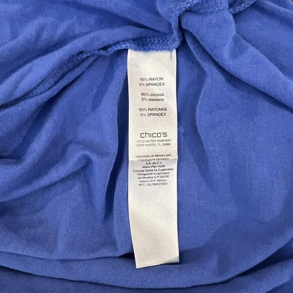 CHICO'S Top Size 1 Medium Periwinkle Cutout Ruffle Neck Womens Shirt Size‎ M - Picture 9 of 10
